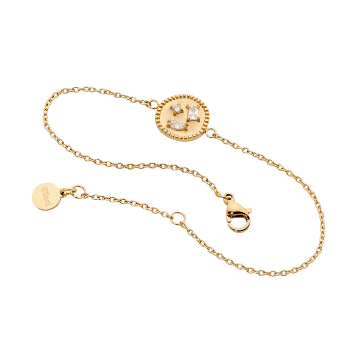 Ellani Multi Shape White Crystals Disk Bracelet