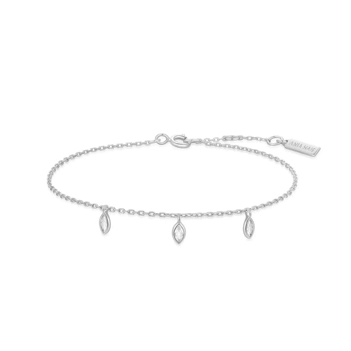 #5A MELODIC SIL CZ TRI DROP BL 16.5+2cm