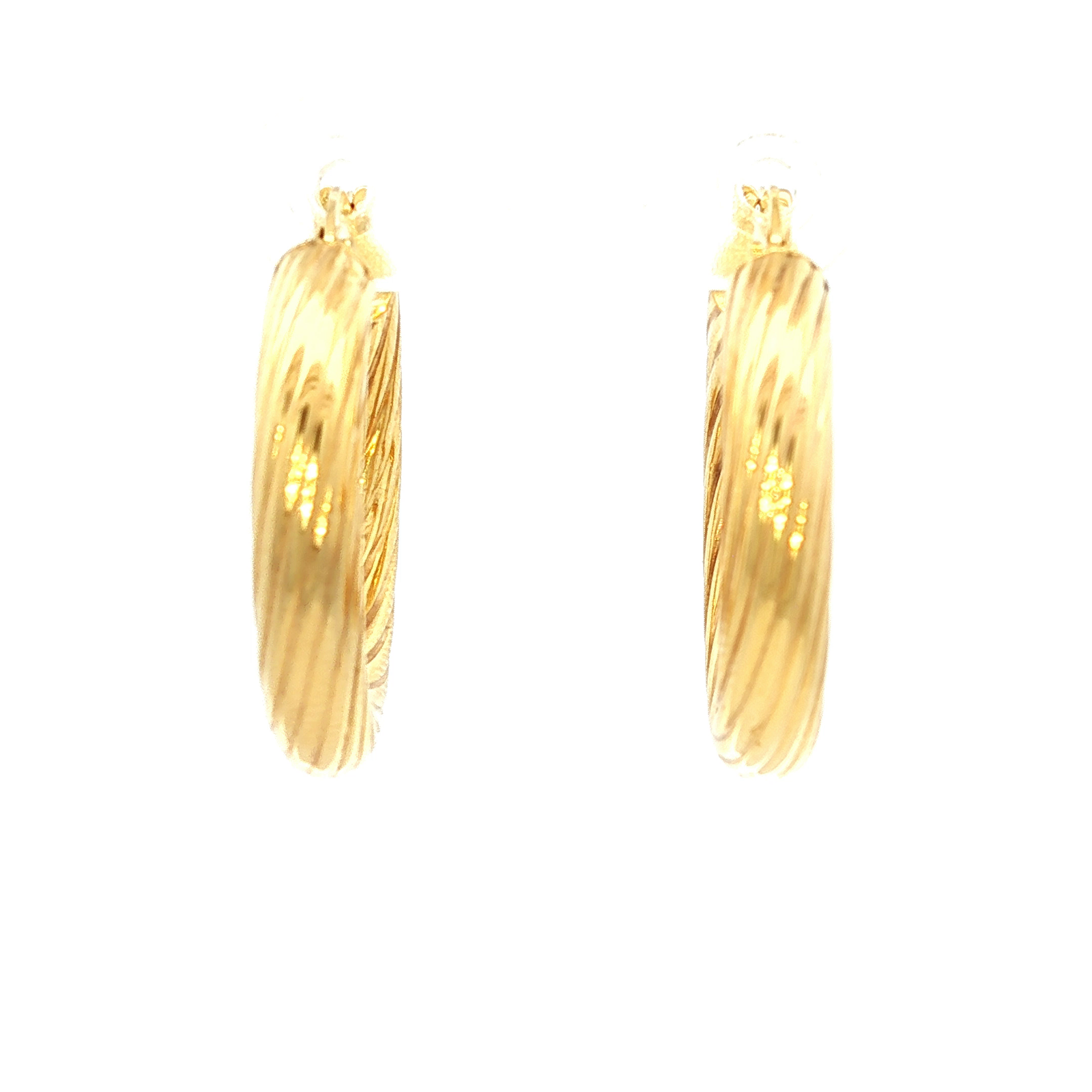 Twist Tube Hoop Earring in Yellow Gold