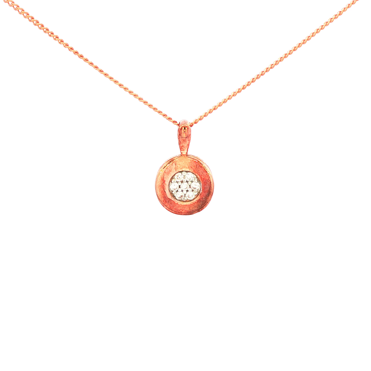 Circle Diamond Pendant Set in 9 Carat Rose Gold