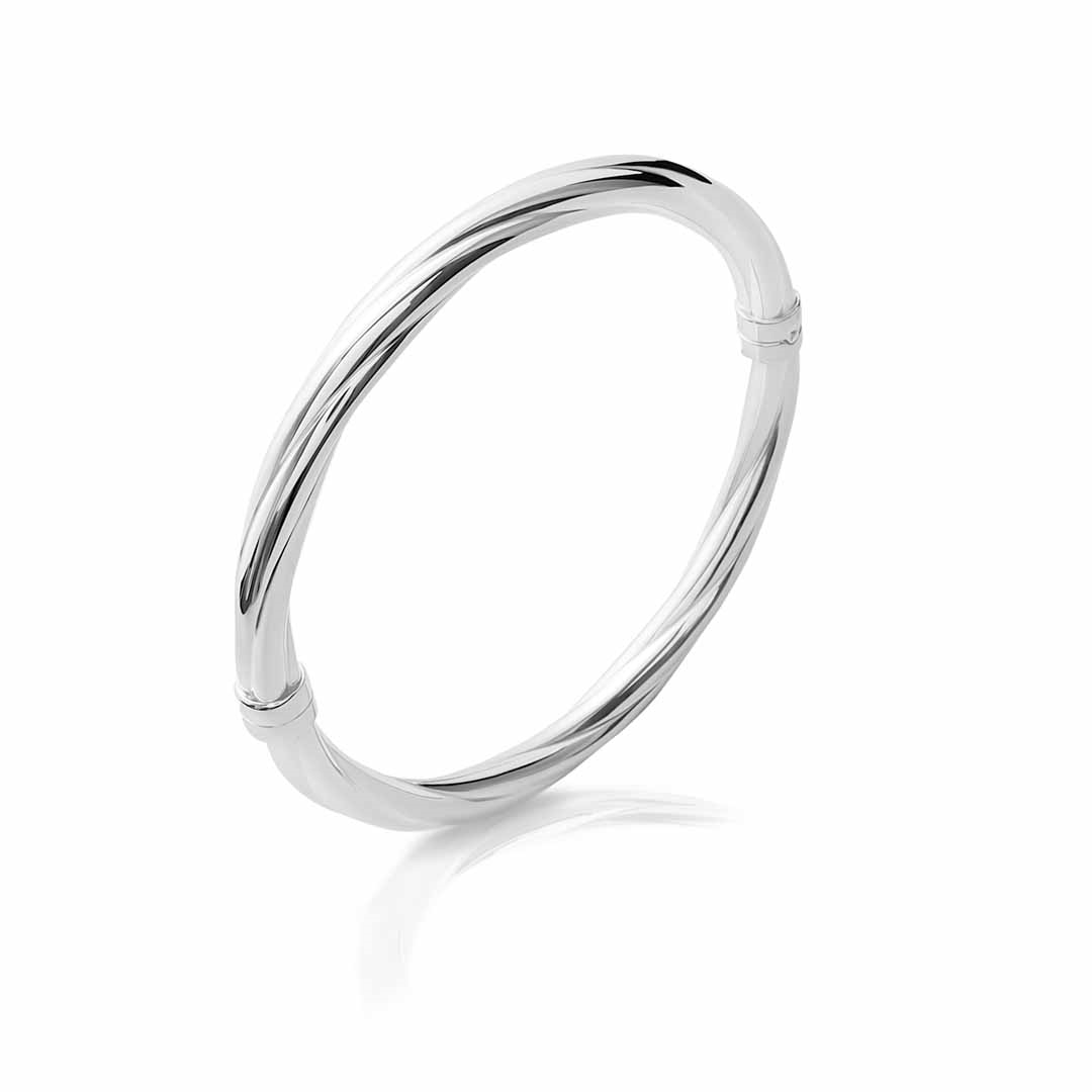 Sterling Silver Twist Hinge Bangle