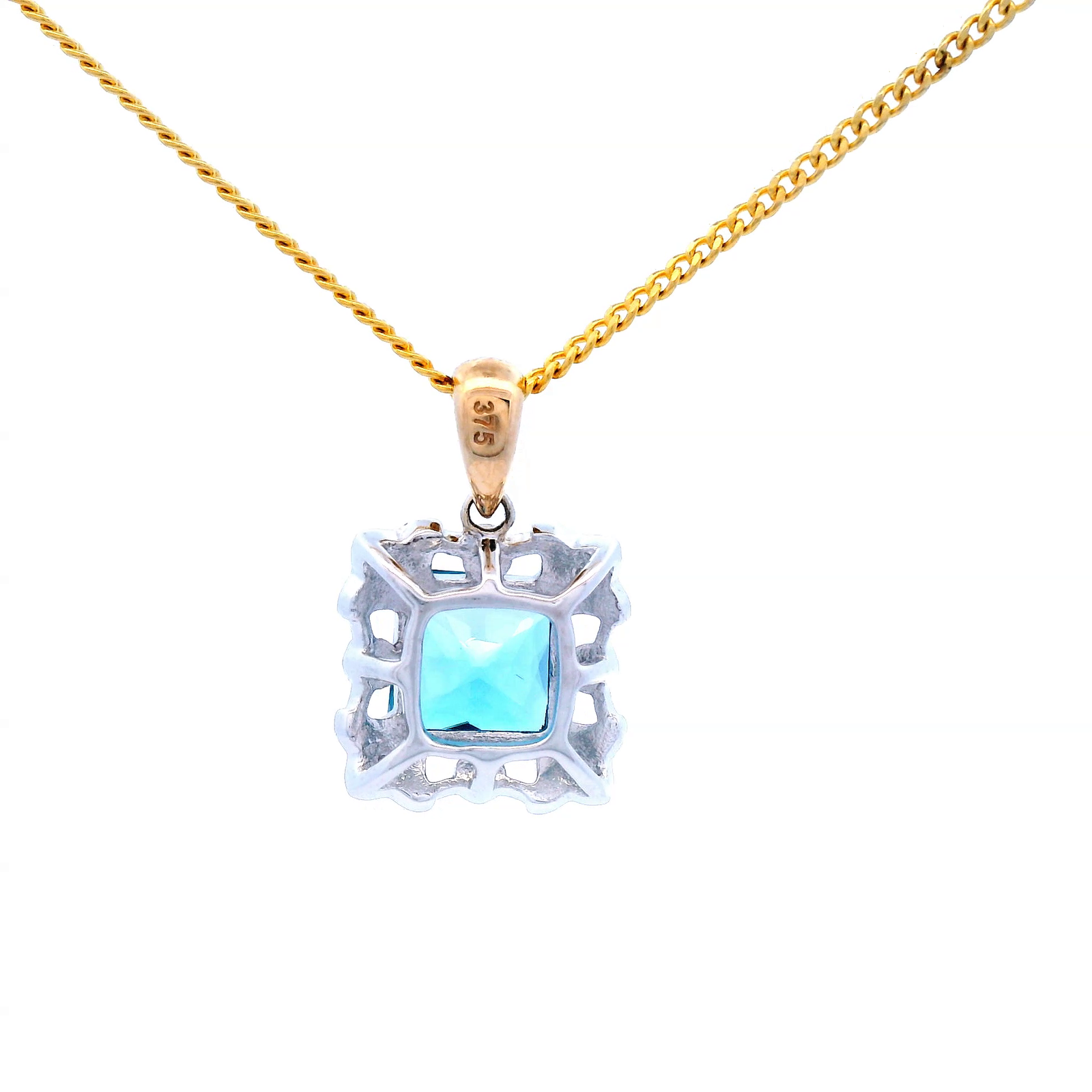 London Blue Topaz Octagonal Diamond and Bail Necklace