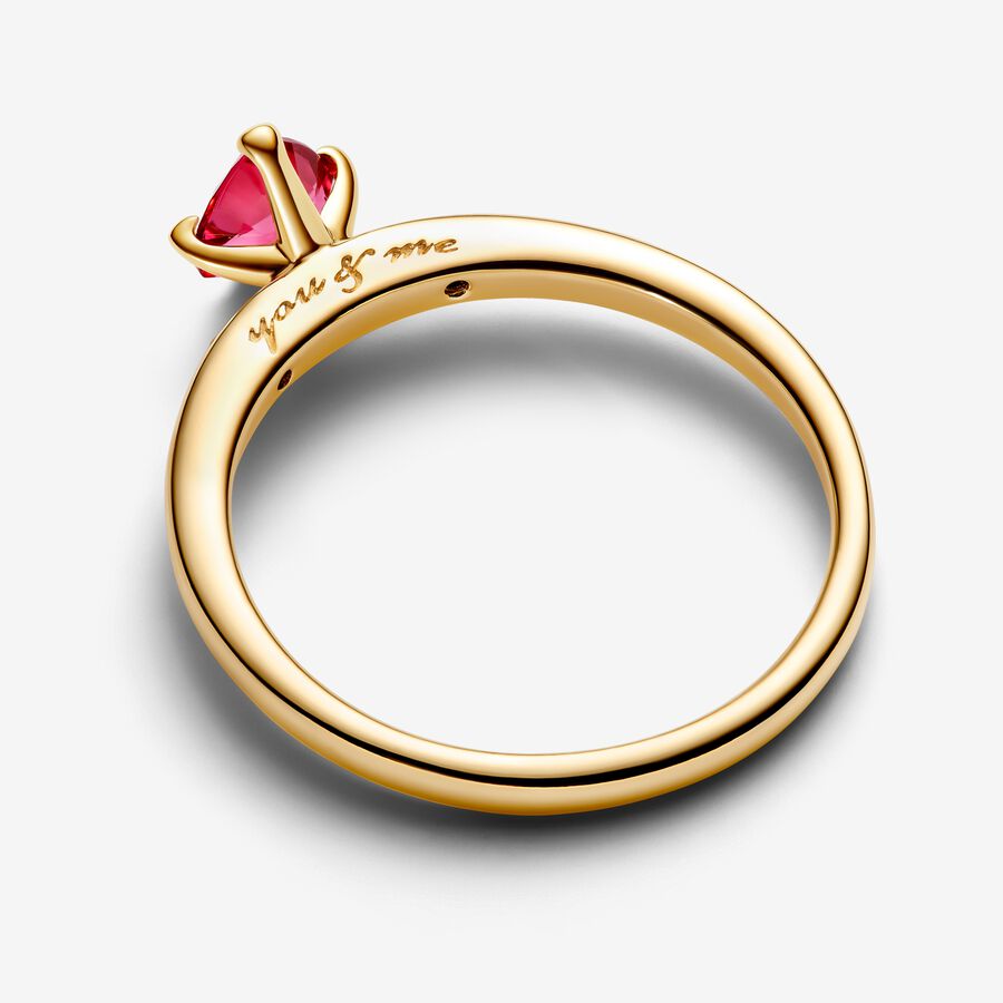 Heart 14k gold-plated ring with cherries jubilee red crystal