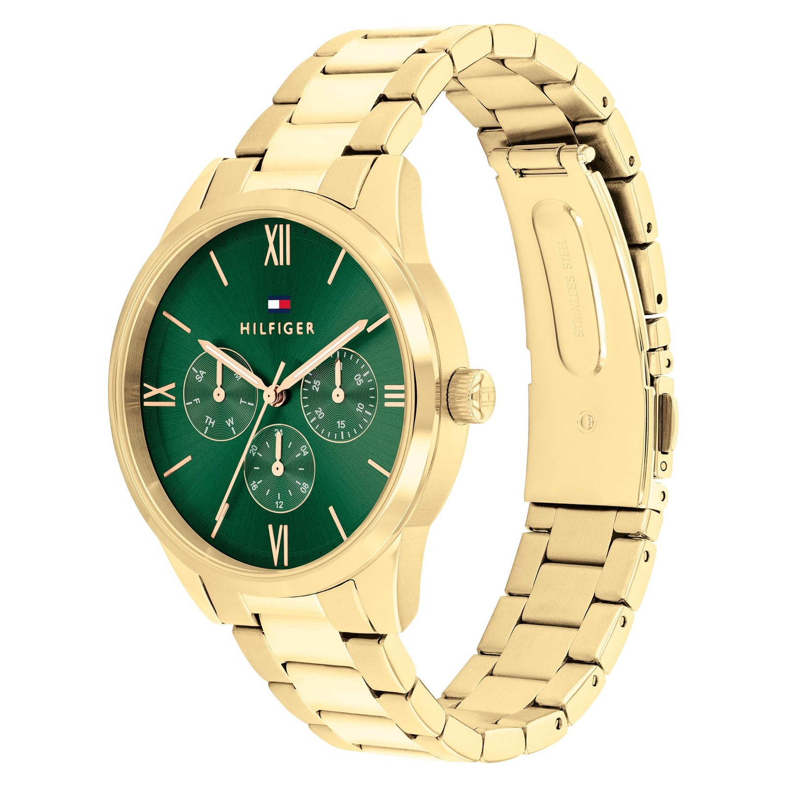 Tommy Hilfiger Gold Steel Green Dial Multi-function Women's Watch