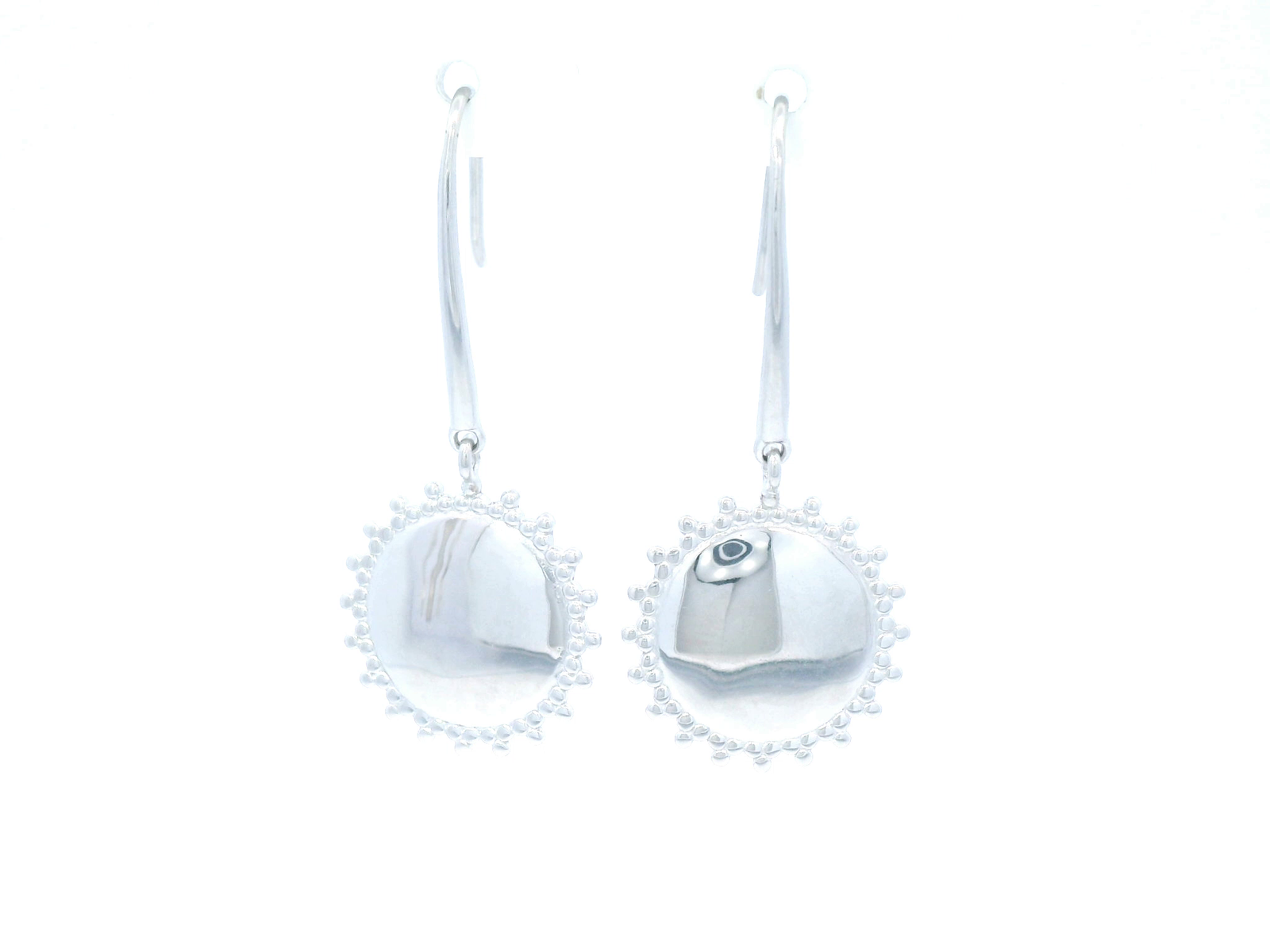 Sterling Fancy Edge Disc Drop Earrings