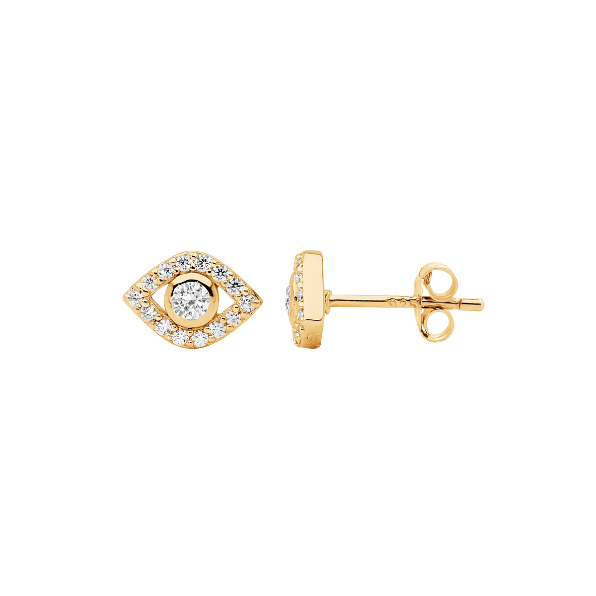 Ellani Cubic Zirconia Evil Eye Stud Earrings