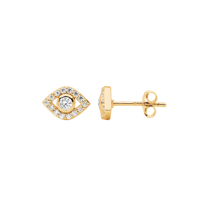 Ellani Cubic Zirconia Evil Eye Stud Earrings
