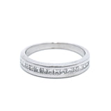 18CT W/G PRINCESS CUT CHANNEL SET DIA WEDDER TDW .50CT SZ N