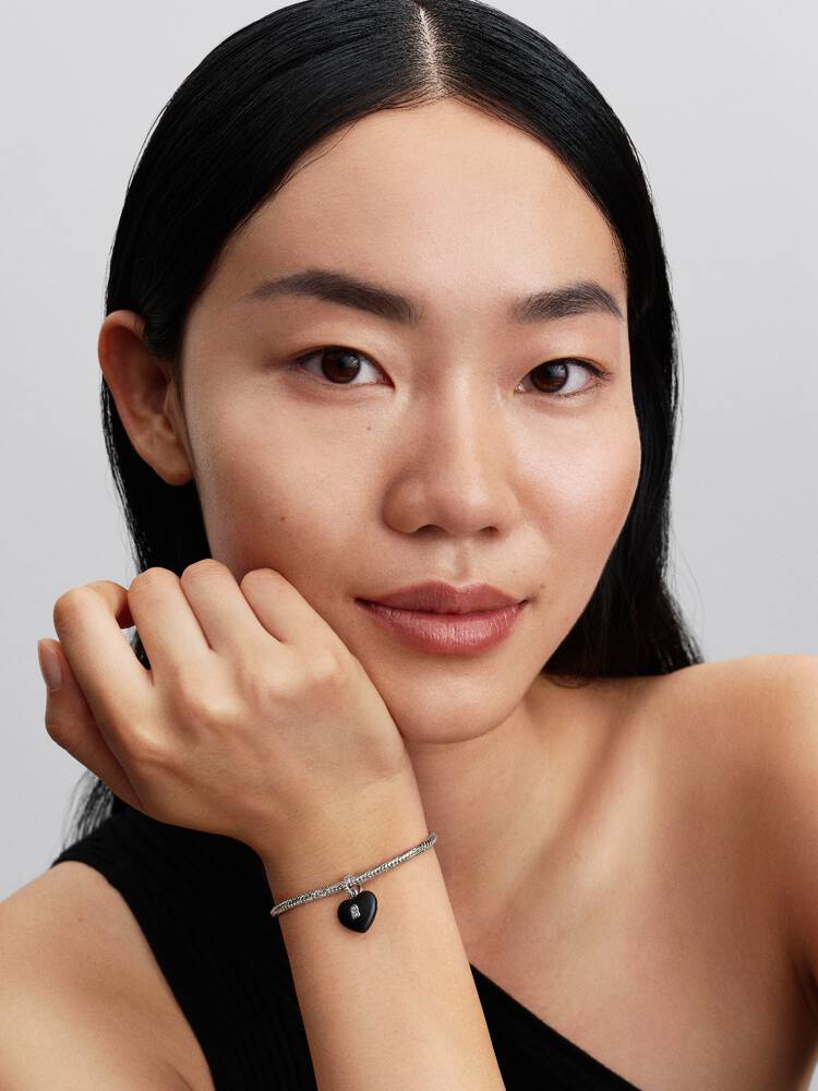 Pandora Matte Black Ceramic Heart Padlock Dangle Charm