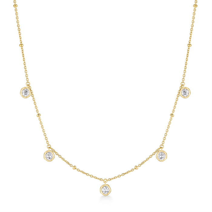 Ania Haie Molten Bezel-Set Droplet Station Necklace