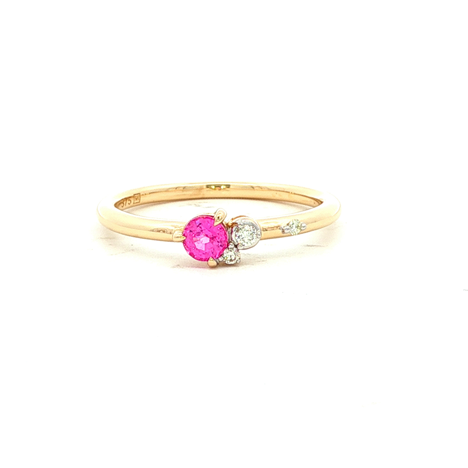 Pink Sapphire and Diamond Dress Ring in Yellow Gold