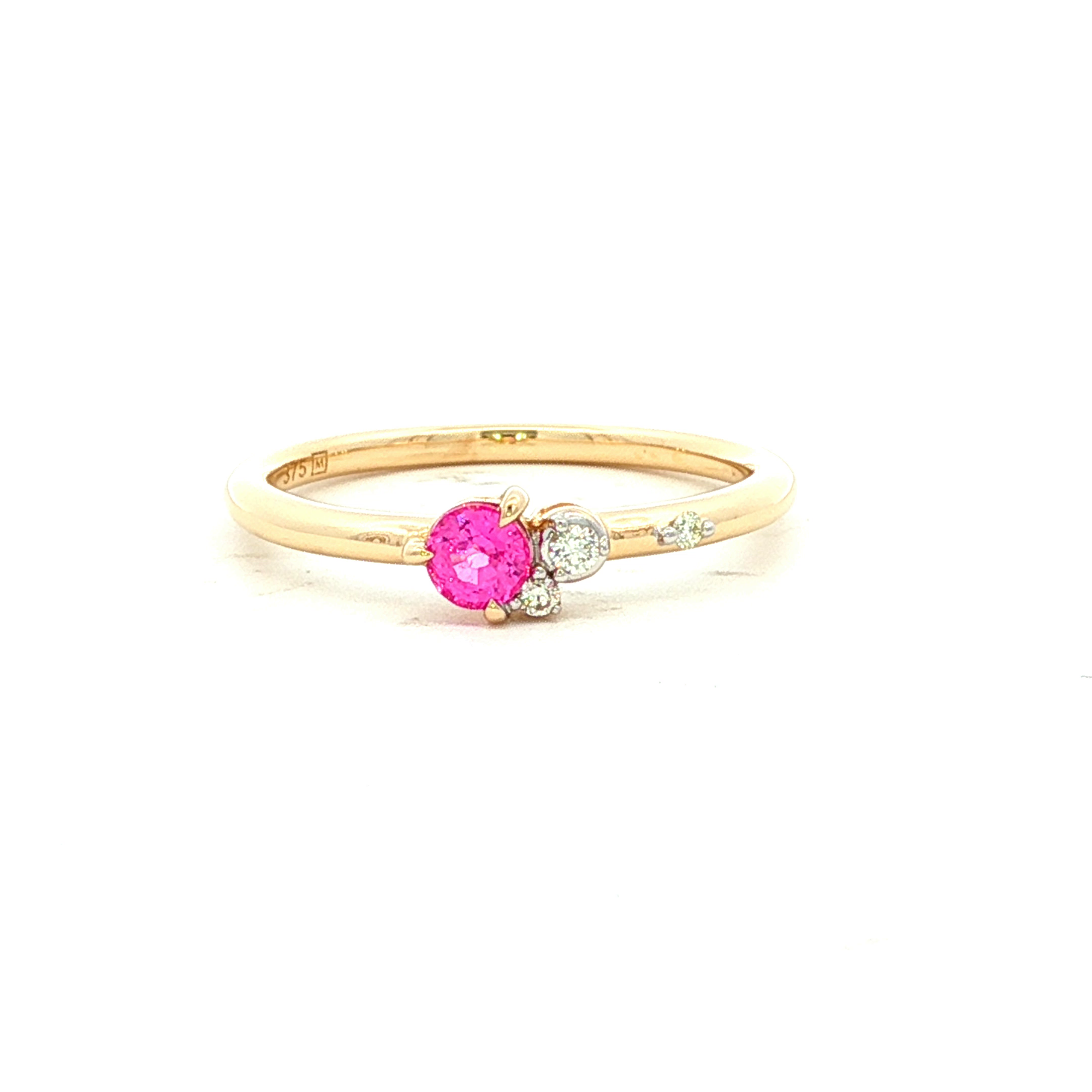 Pink Sapphire and Diamond Dress Ring in Yellow Gold