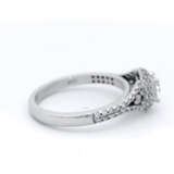 Double Halo Diamond with Diamond Shoulder Set in White Gold