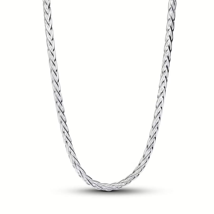 Pandora Pavé Clasp Foxtail Chain Charm Necklace