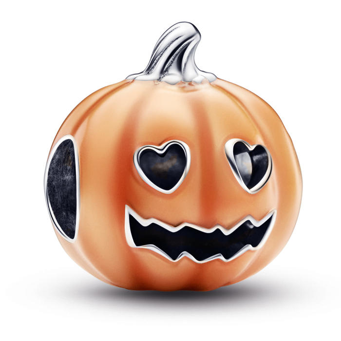 Pumpkin sterling silver charm with glow in the dark transparent orange enamel