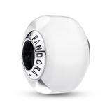 Sterling silver charm with white Murano glass