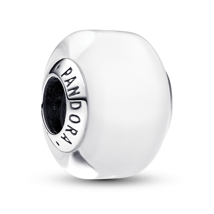 Sterling silver charm with white Murano glass
