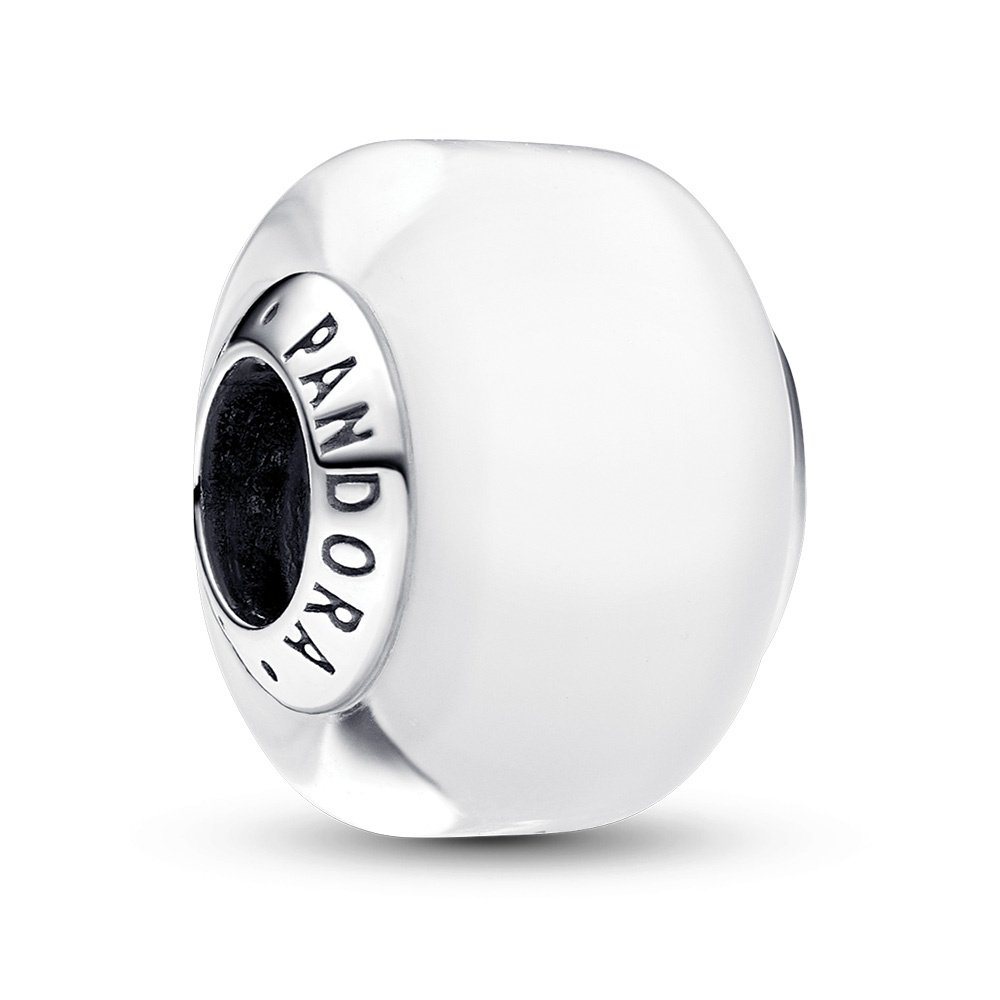 Sterling silver charm with white Murano glass