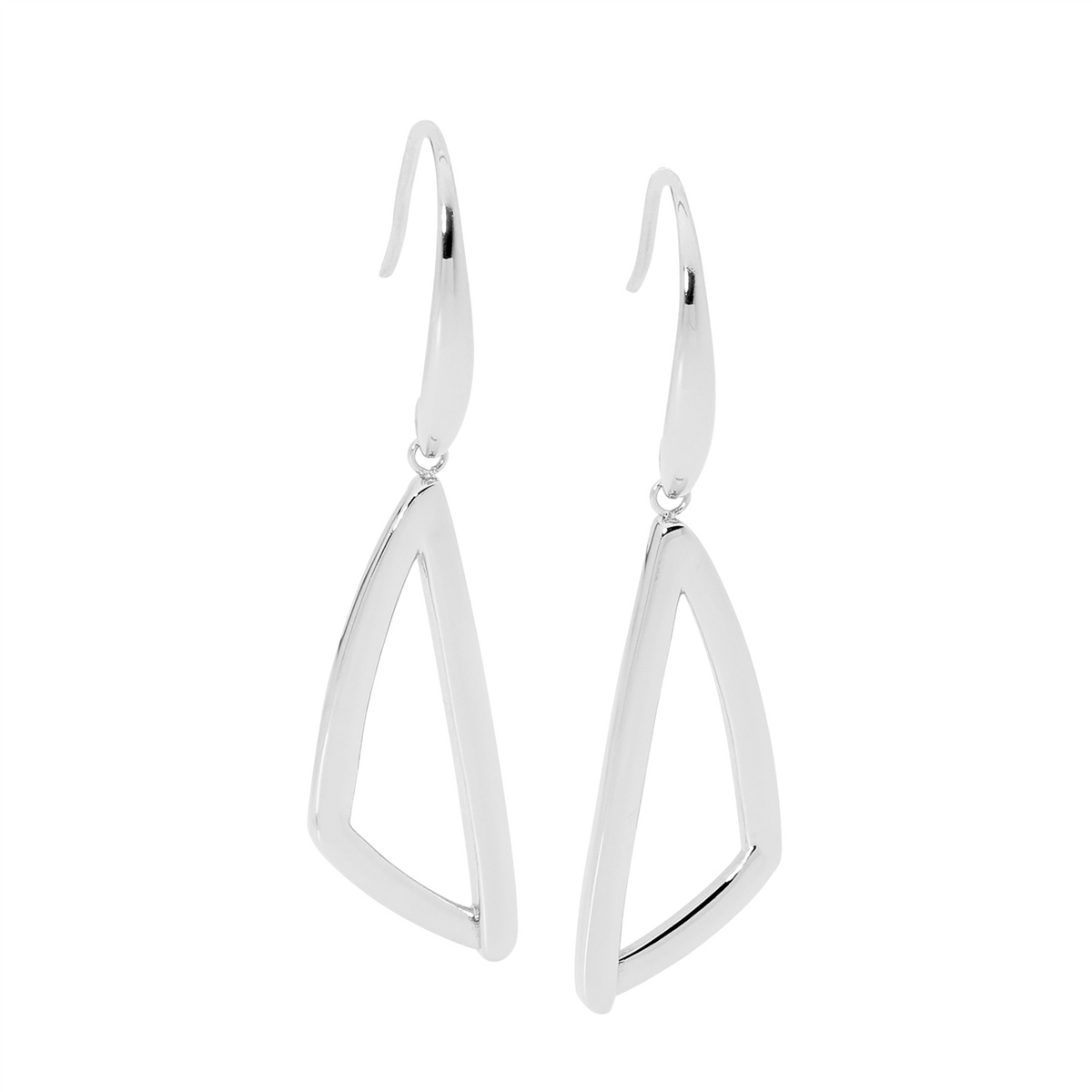 Ellani Sterling Silver  Open Triangle Drop Earrings
