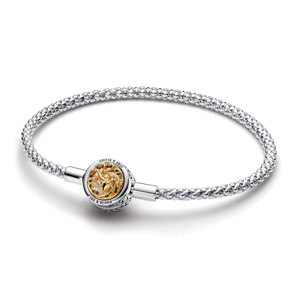 Pandora Project House studded chain sterling silver and 14k gold-plated bracelet with Sigil clasp