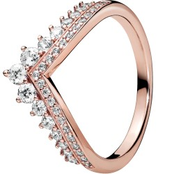 Tiara wishbone 14k gold-plated ring with clear cubic zirconia