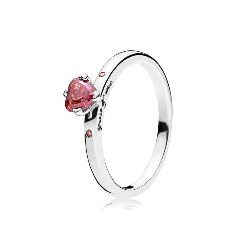 Heart 14k gold-plated ring with cherries jubilee red crystal