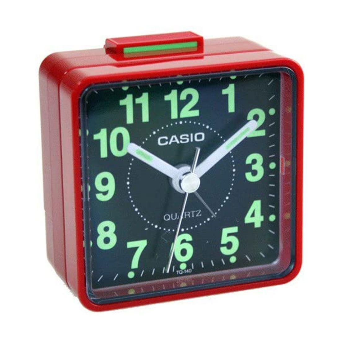 Casio Red Traveller's Alarm Clock with Black Dial. Model: TQ-140-4DF