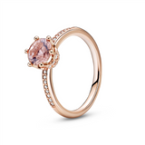 Pandora Rose Pink Sparkling Crown Ring w Pink Crystal & CZ