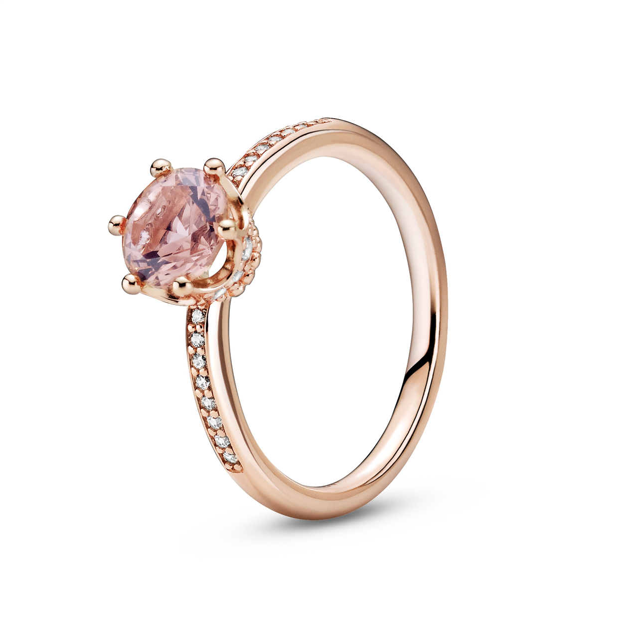 Pandora Rose Pink Sparkling Crown Ring w Pink Crystal & CZ