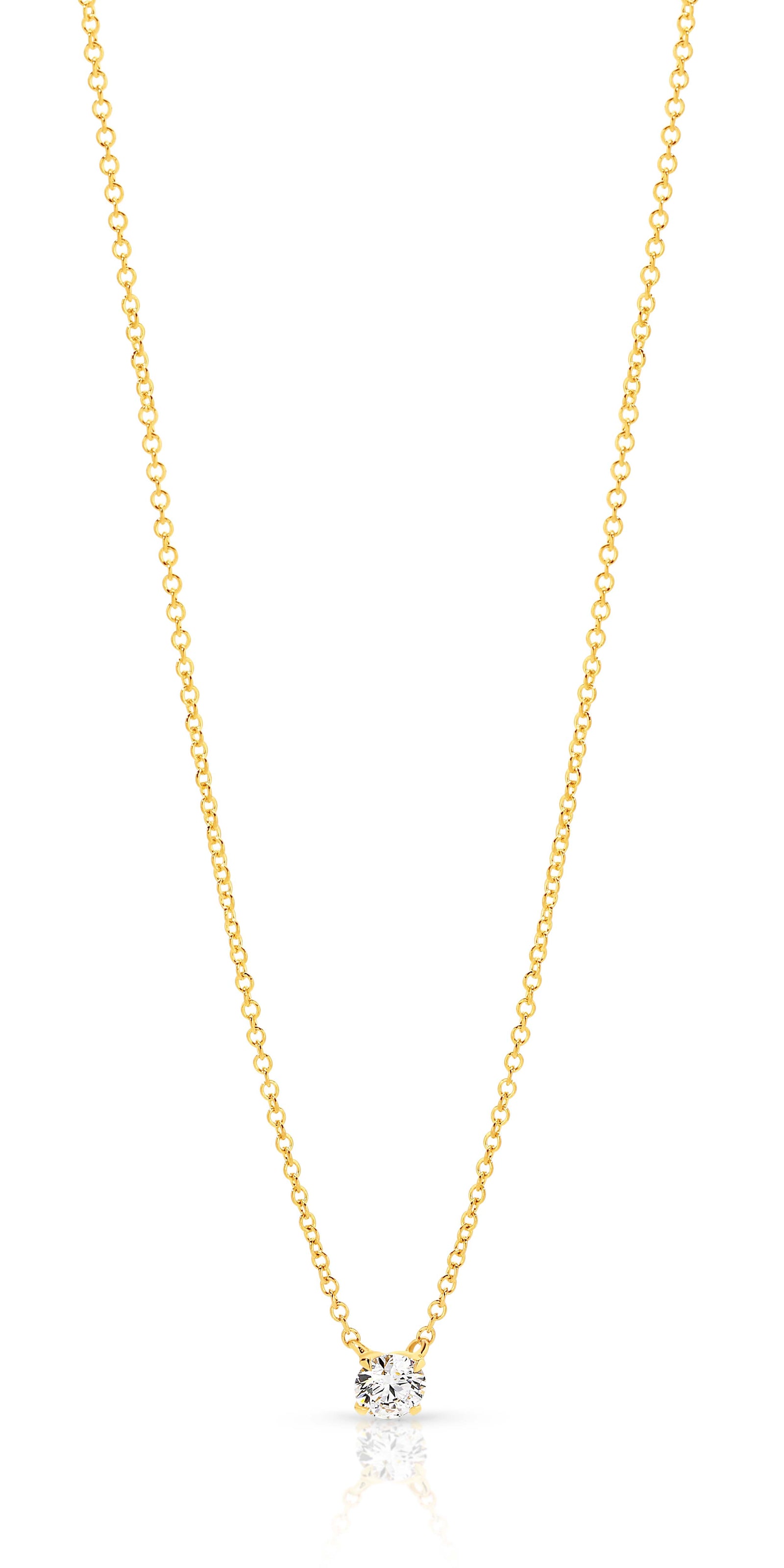 9 Carat Yellow Gold Lab Grown Diamond Solitaire Necklet