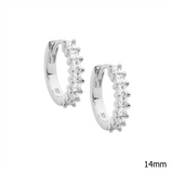 Ellani SS WH CZ Princess Cut 14mm Hoop Earrings