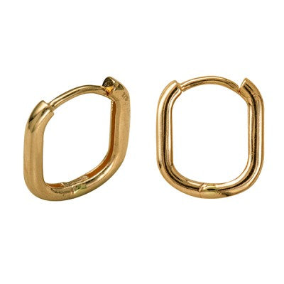 9ct Yellow Gold Rectangular Paper Clip Style Huggie Earrings