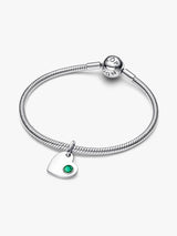 Pandora May Engravable Heart Green Stone Dangle Charm