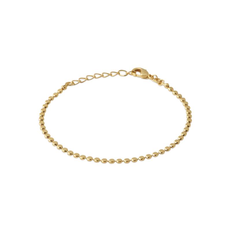 18CT YG Plated Alloy Flat Beaded Bracelet