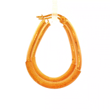 Tear Drop Hoop Earrings with Mesh Etching in Yellow Gold