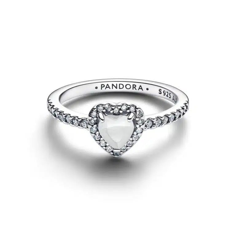 Pandora Elevated White Heart Ring