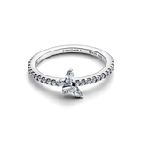 Butterfly sterling silver ring with clear cubic zirconia