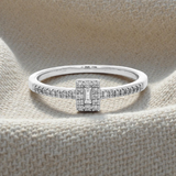 Baguette & Round Diamond Dress Ring Set in White Gold