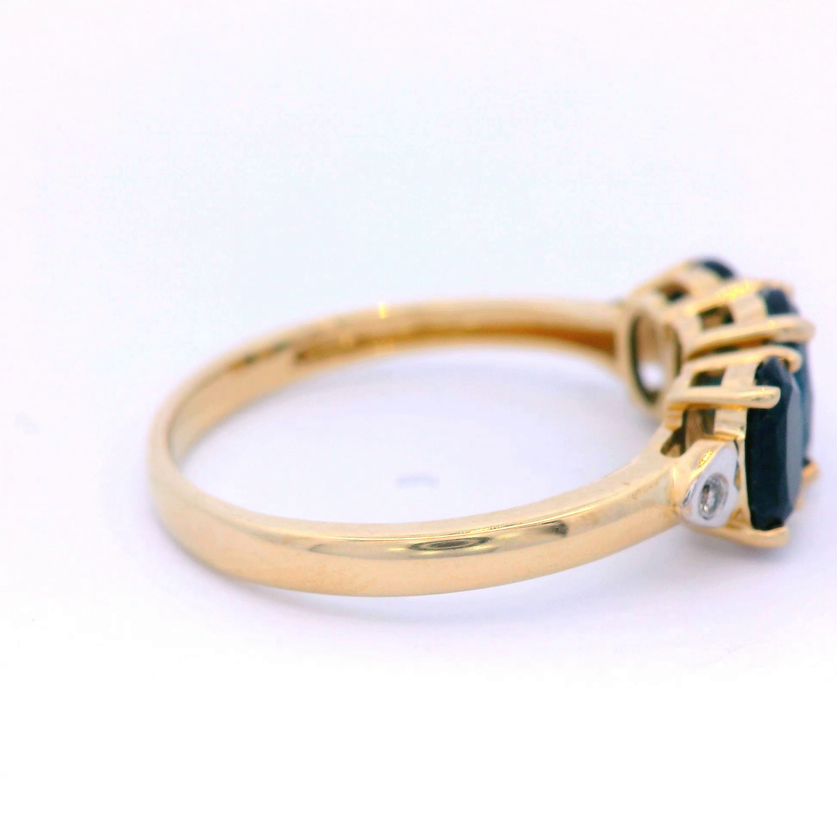 Oval Black Sapphire Dress Ring Set in Yellow Gold