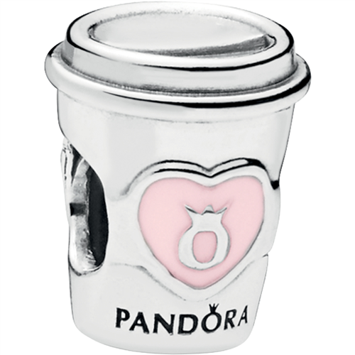 Drink To Go Silver Charm w Pale Pink Enamel