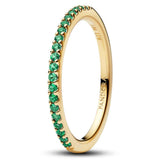 14k gold-plated ring with ocean green crystal