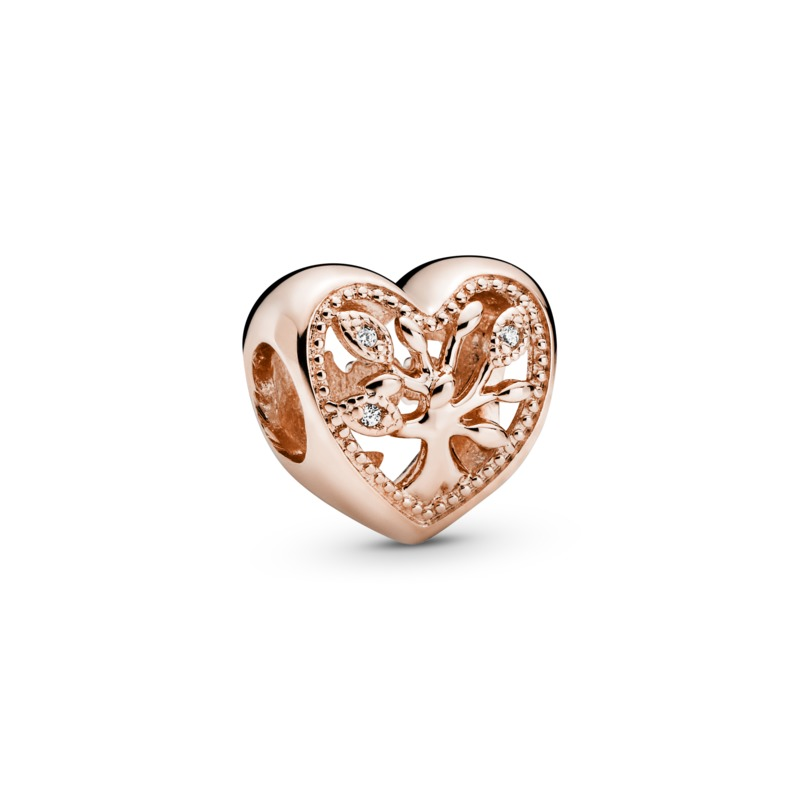 Pandora Rose Family Tree Heart Openwork Charm w CZ