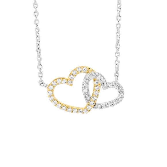 Ellani Yellow Gold Plated Linked Heart Pendant