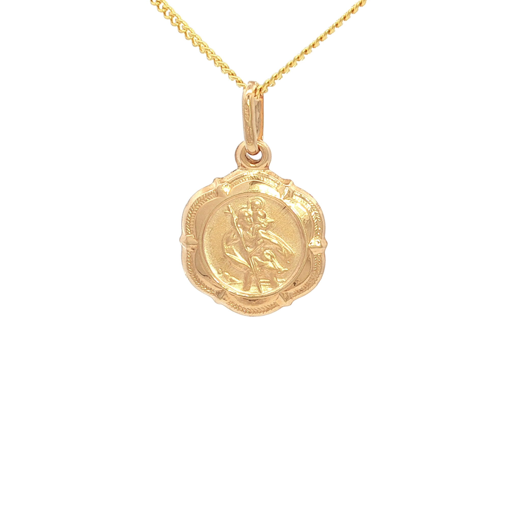 St. Christopher Medal Scallop Edge Pendant