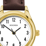 Sekonda Womens Gold Watch Brown Leather Strap White Dial