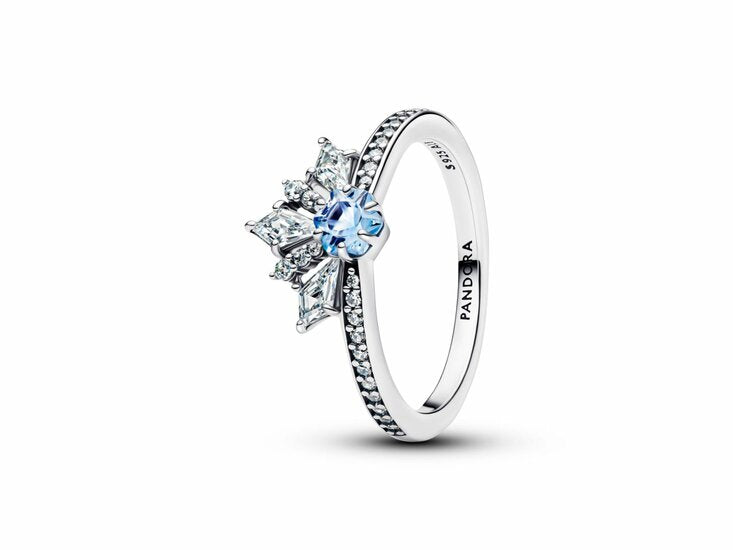 Disney Frozen Elsa sterling silver ring with water blue crystal and clear cubic zirconia