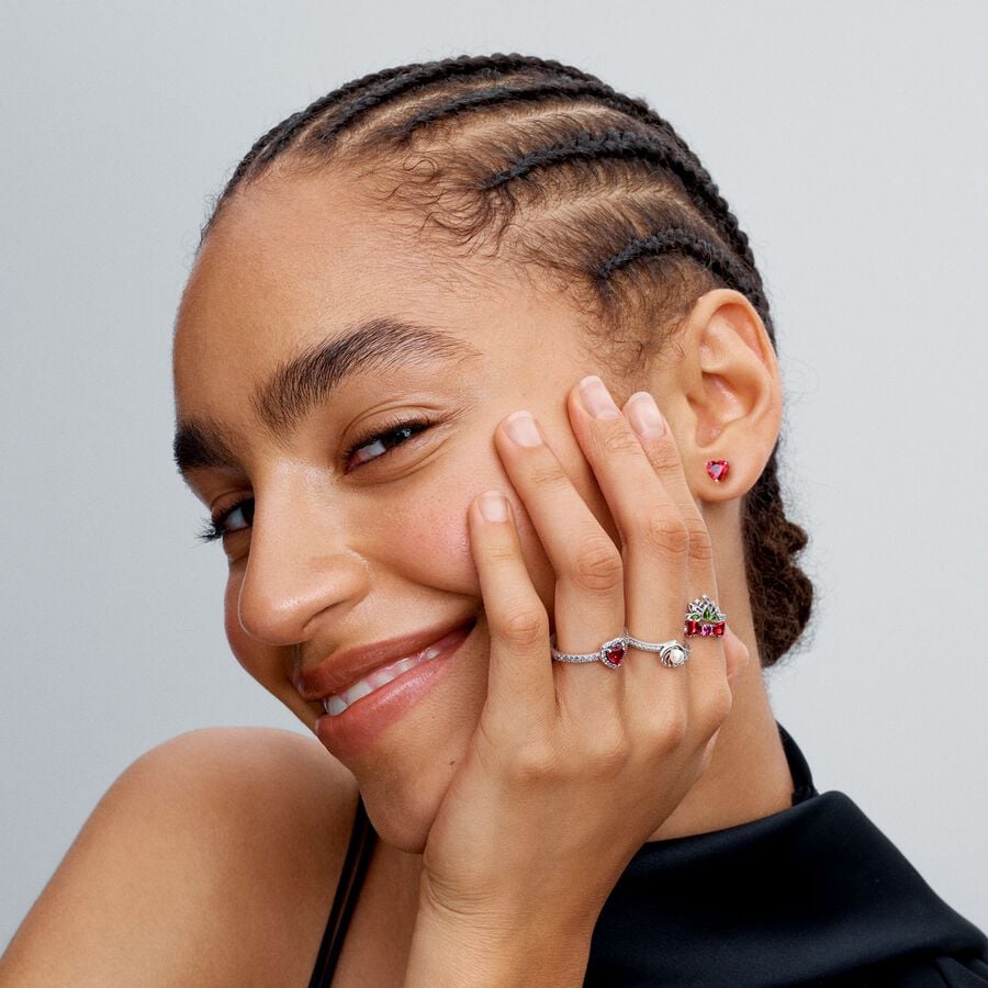 Disney Tiana sterling silver ring with light green crystal and clear cubic zirconia