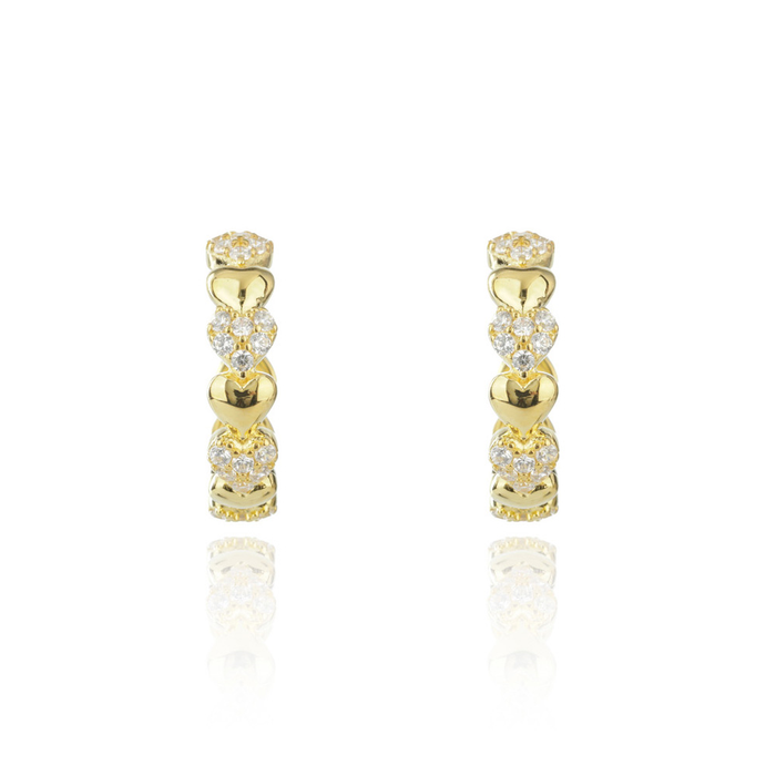 Sweetheart Sparkly Heart Hoops Gold