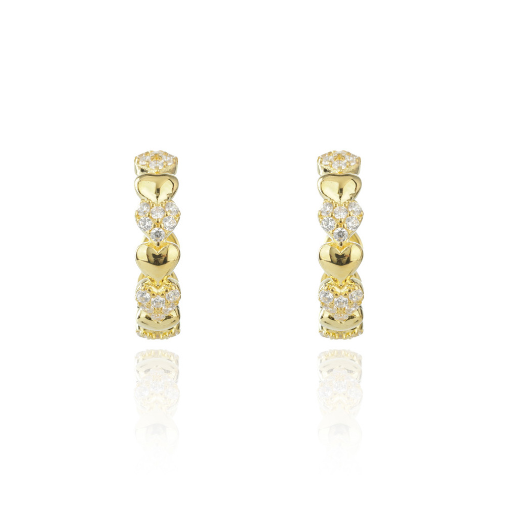 Sweetheart Sparkly Heart Hoops Gold