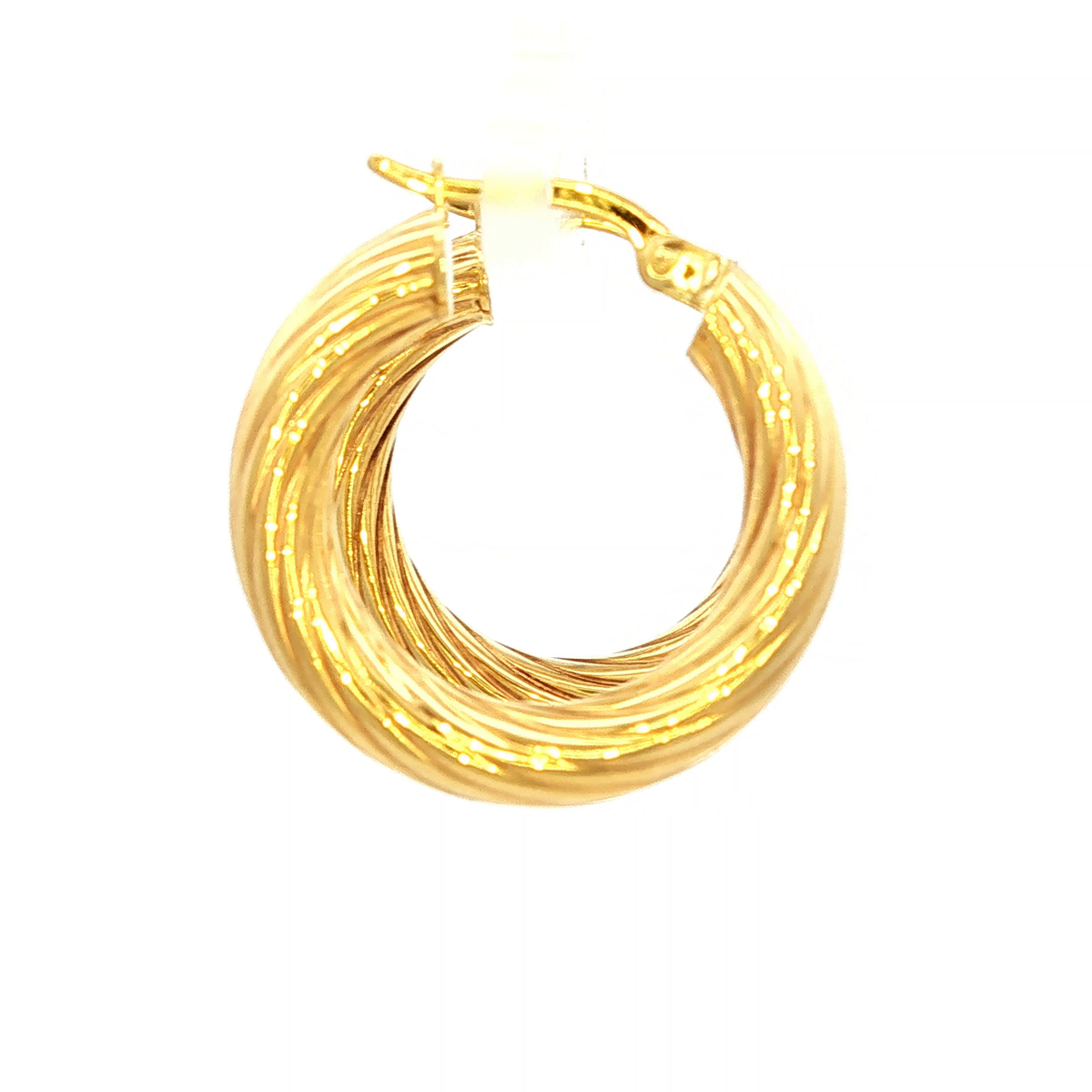 Twist Tube Hoop Earring in Yellow Gold